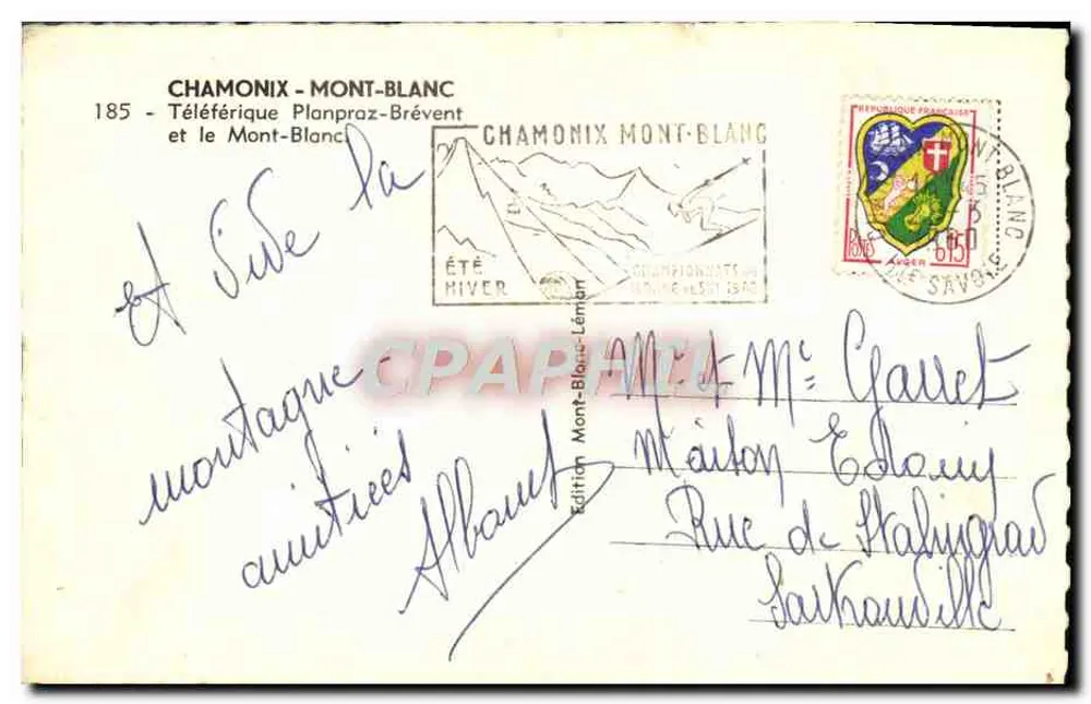 Chamonix-Mont-Blanc — Téléphérique Planpraz-Brévent et le Mont-Blanc — Édition Mont-Blanc-Lémier - Rückseite