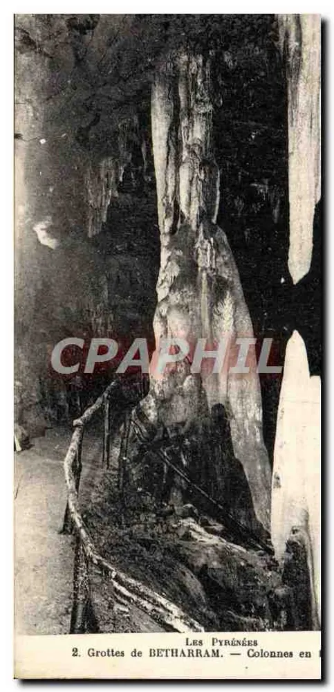 Grotas de BETHARRAM — Colunas de estalactitas — Phototypie-Hélios - Frente