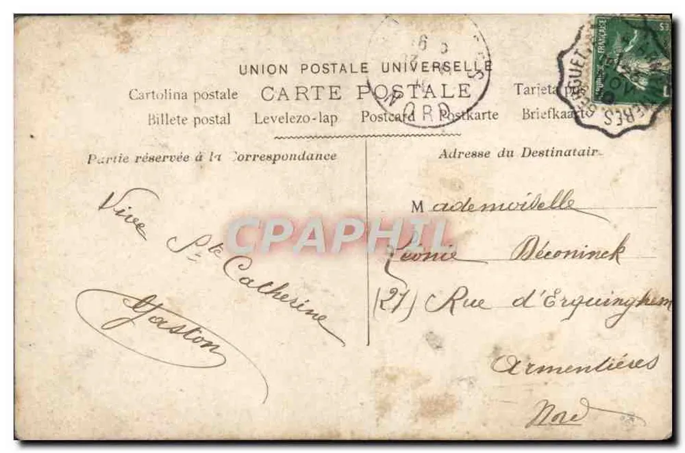 Jeune homme en costume — avec grand bouquet de roses — éditeur Union Postale Universelle - Rückseite