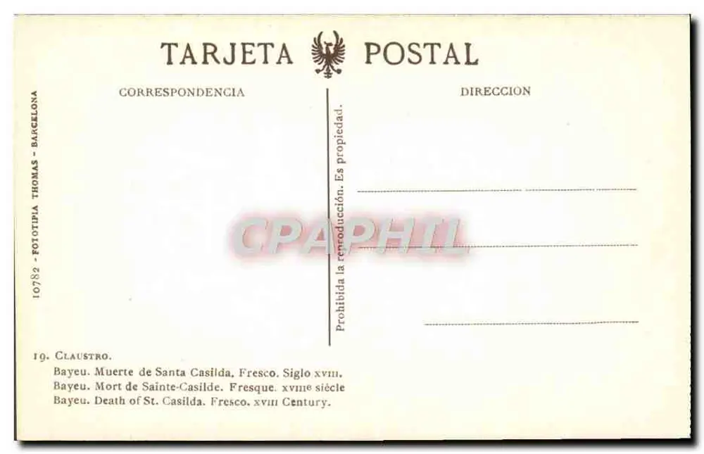 Bayeu. Tod der Heiligen Casilde. Fresko. 18. Jahrhundert — Phototypia Thomas, Serie 10782 - Rückseite