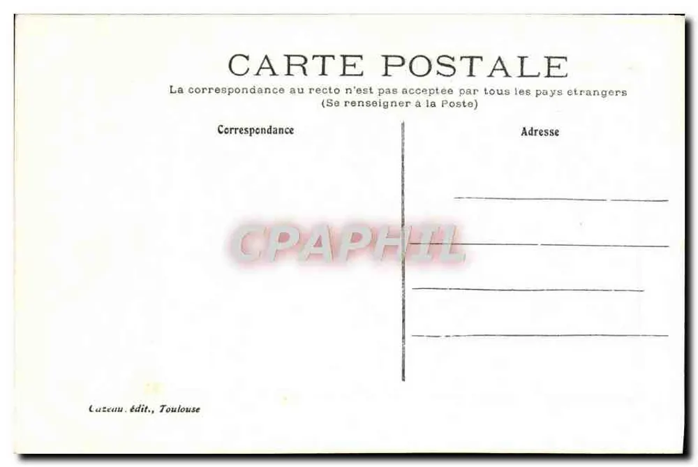 Toulouse - Grand Rond — vista do parque com avenida, quiosque e postes de iluminação — Cazeau, editor, Toulouse, n°93 - Verso