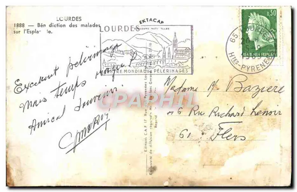 Lourdes — Bénédiction des malades sur l'Esplà — Éditions C.A.P. Pèlerinages - Rückseite