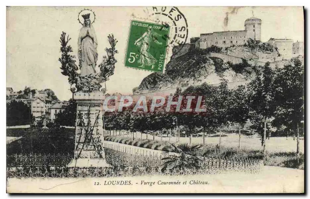Lourdes - Virgem Coroada e Castelo — Edição F. Viron, n°12 - Frente