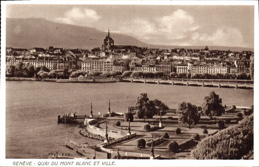 Genf - Quai du Mont Blanc und Stadt - Vorderseite
