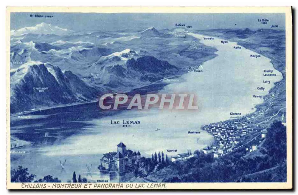 Chillon - Montreux und Panorama des Sees Léman — Verlag O. Sartori - Genf - Vorderseite