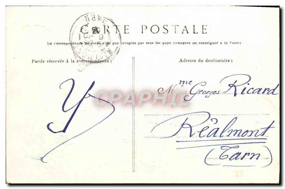 Biarritz — Große Welle am Felsen der Jungfrau — Ausgabe des Erinnerungsgeschäfts, 14 rue Mazagran, Biarritz - Rückseite