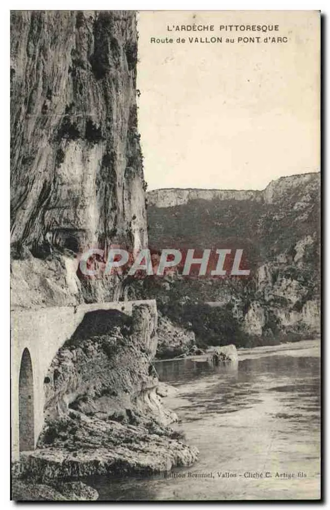 Pittoreske Ardèche — Straße von Vallon zum Pont d'Arc — Beanniel-Edition, Vallon - Foto von C. Artige fils - Vorderseite