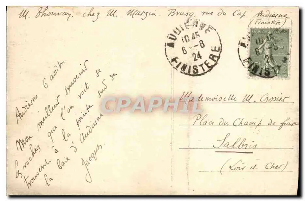 Penmarch — Os Rochos de Saint-Guénolé, onde foram levadas as cinco vítimas em 8 de Outubro de 1870 — Coleção VILLARD, Quimper - Verso