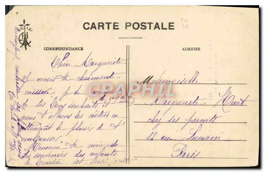 Baie de Douarnenez — La Grande Grotte — éditeur Breizï, n° 3322 - Verso