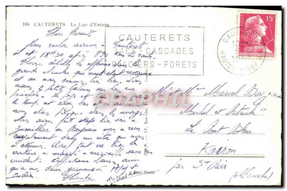 Lago d'Estom — Cauterets — Editor C. Col - Verso