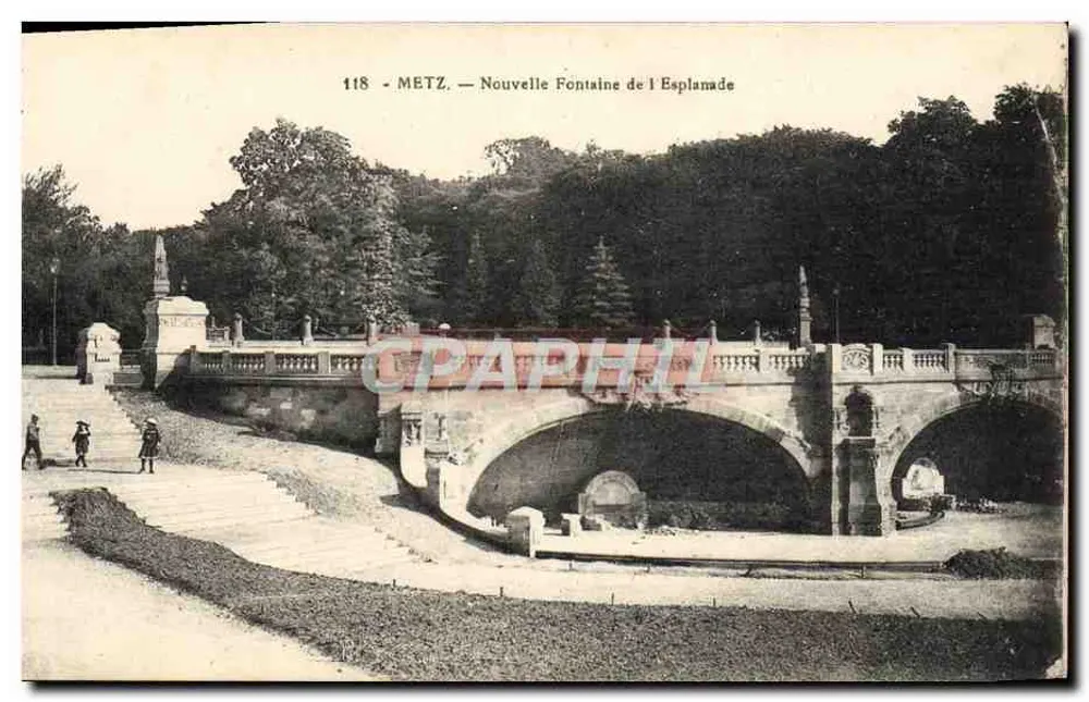 Metz — Neue Fontäne der Esplanade — E. Wéber, Verleger - Vorderseite