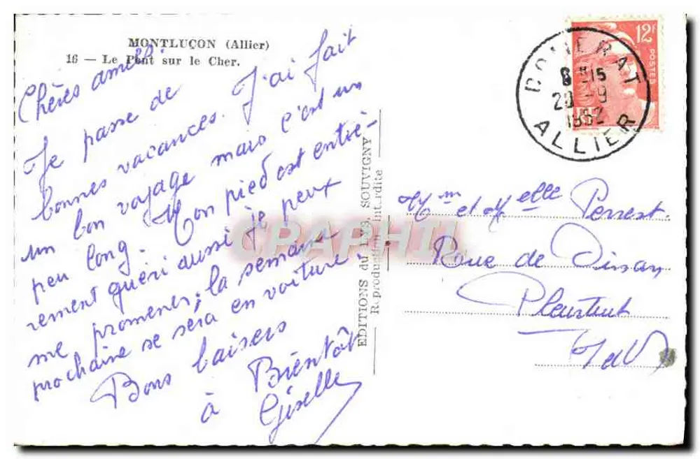 O Ponte sobre o Cher — Montluçon (Allier) — Edições do P. Soutigny - Verso