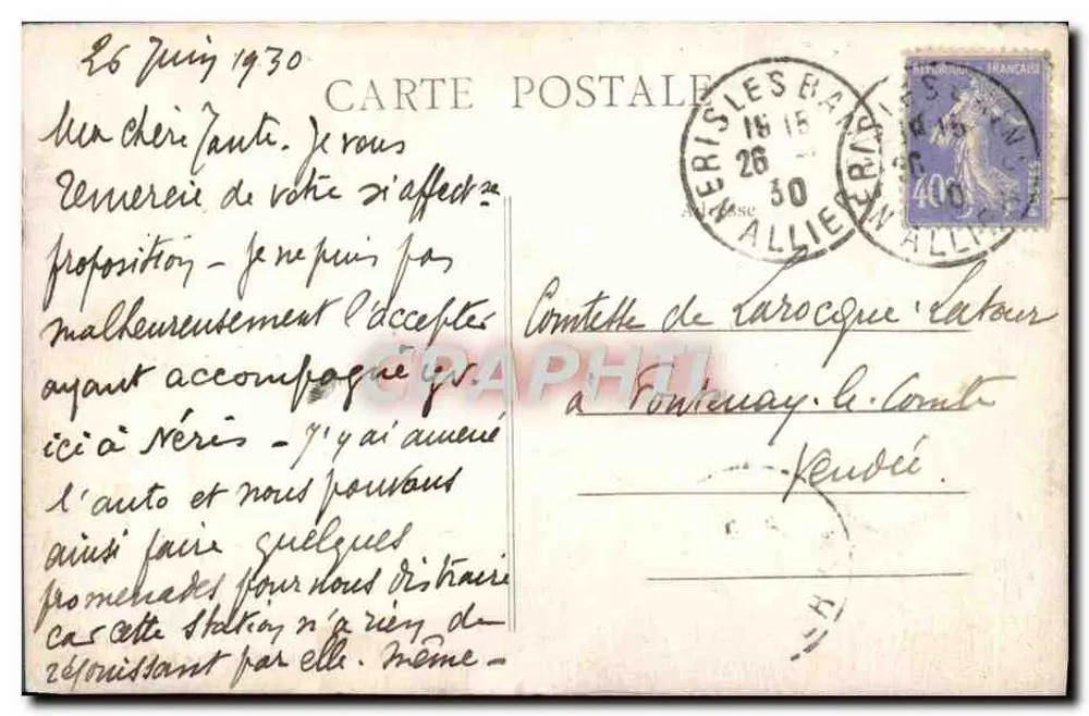 Néris-les-Bains — Vale dos Moinhos — Edit. Picanda - Verso