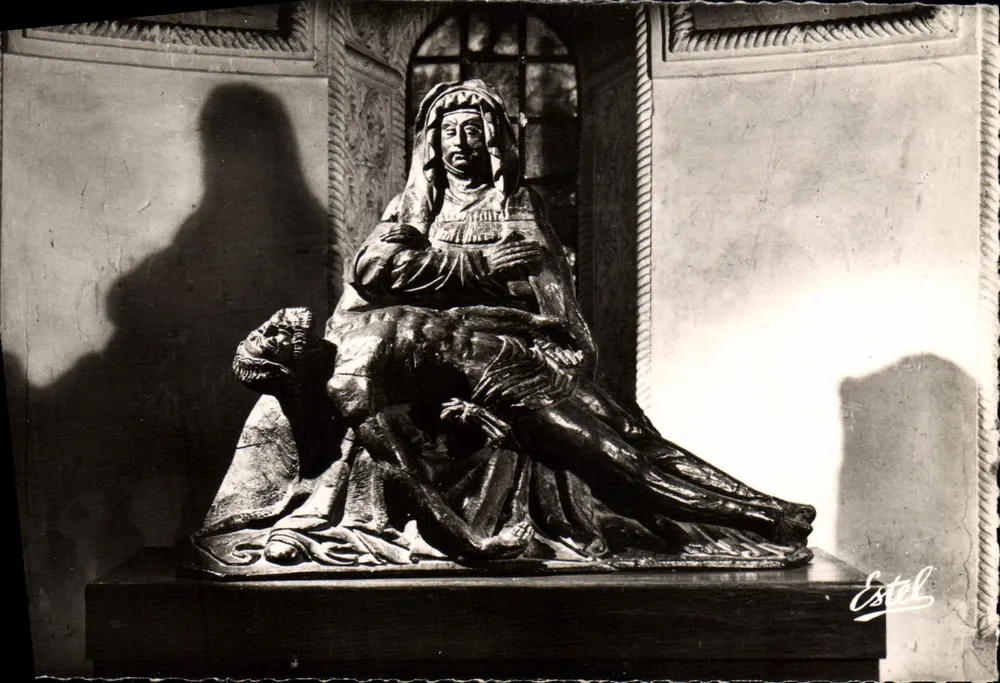 Piéta da igreja de Germigny-des-Prés — escultura em madeira do século XVI — Éditions de Luxe 'Estel' n°2756 - Frente