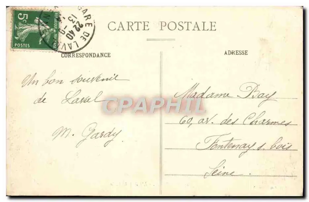 Laval - L'Hôtel de Ville — éditeur Artaud et Norais, Nantes, n° 45 - Verso