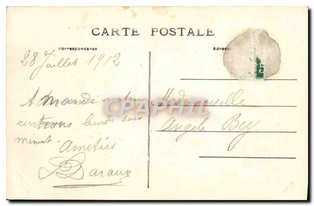 Tours - O Hotel de Ville — editor: MASSEY & CIE, n° 338 - Verso