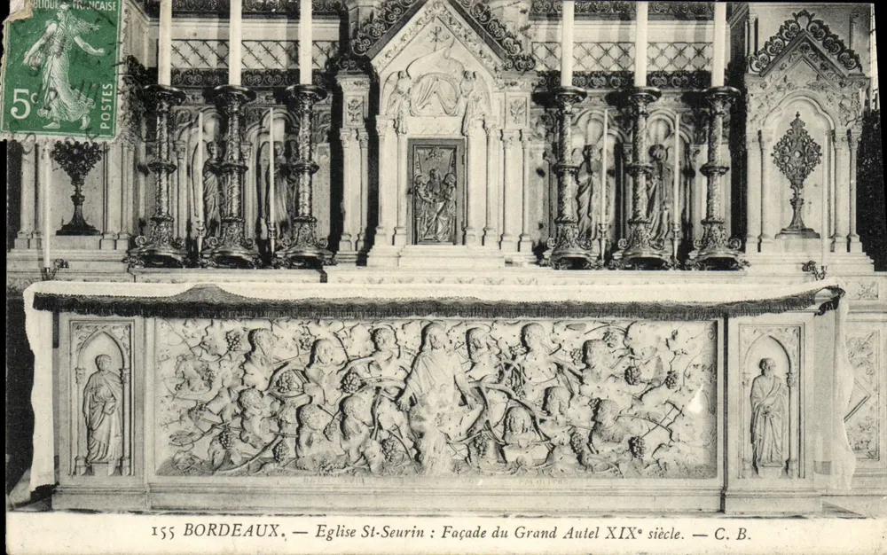 Bordeaux — Kirche St. Seurin: Fassade des Großen Altars 19. Jahrhundert — C. B. - Vorderseite