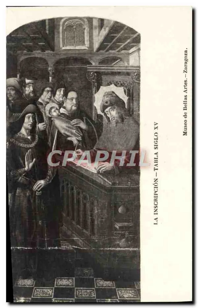 Die Inschrift — Tafel des 15. Jahrhunderts — Museo de Bellas Artes. Zaragoza - Vorderseite