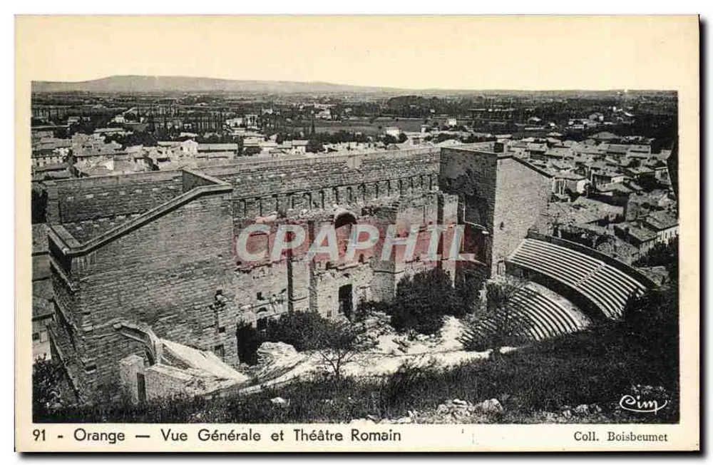 Orange — Vista general y Teatro Romano — Coll. Boisbeumet n°91 - Anverso