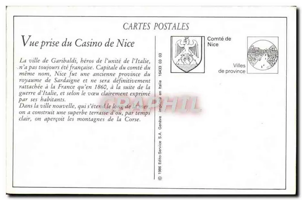 Nice — Vista tirada do Casino — LL. — LL. - Verso