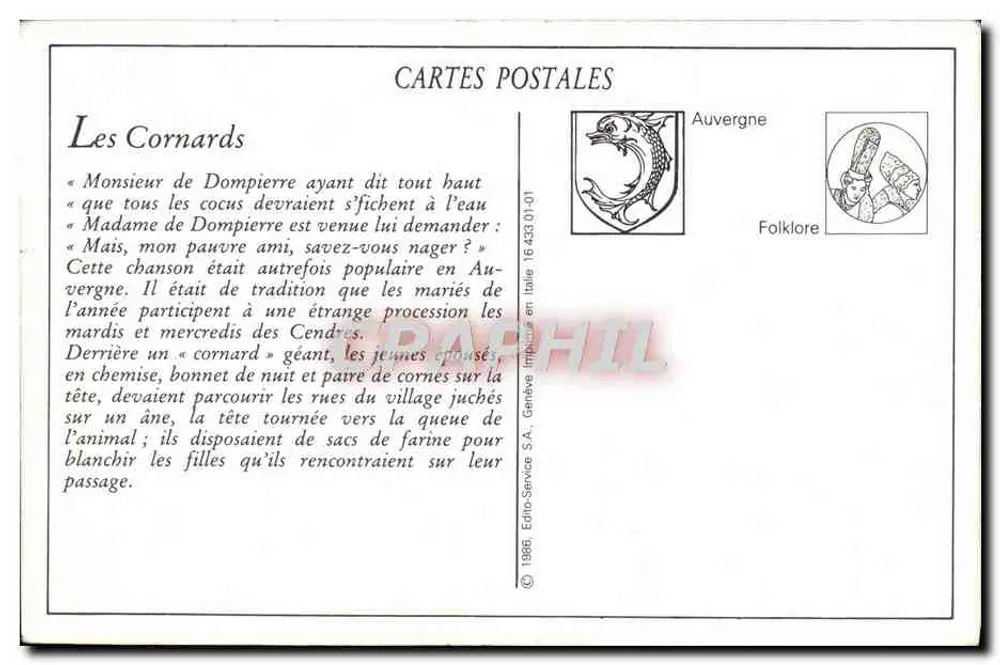 Les Cornards — Lokales Fest in Sauvillanges — G. Delaunay, Verlag, Clermont-Ferrand - Rückseite