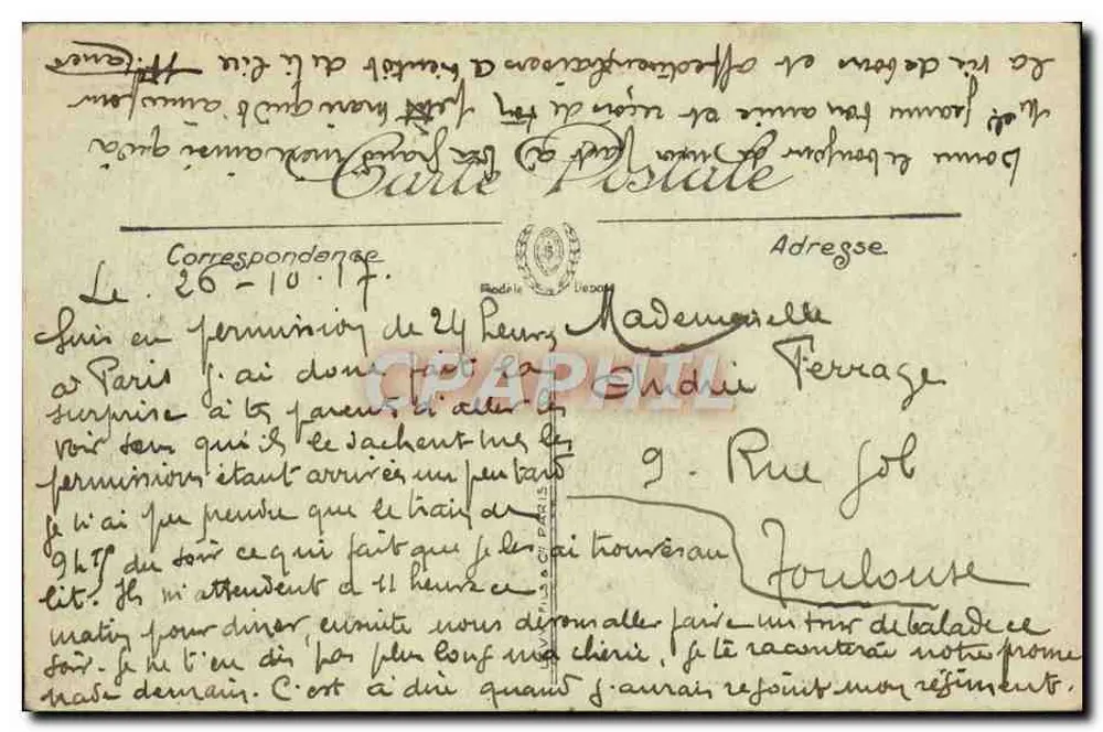 Paris — O Hôtel de Ville — LL. — n° 707 - Verso