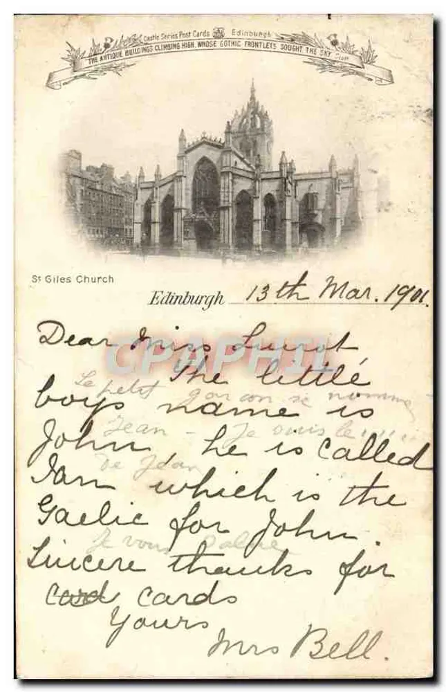 St Giles Church — Éditeur : The Ritchie Castle Series Post Cards, Édimbourg - Frente