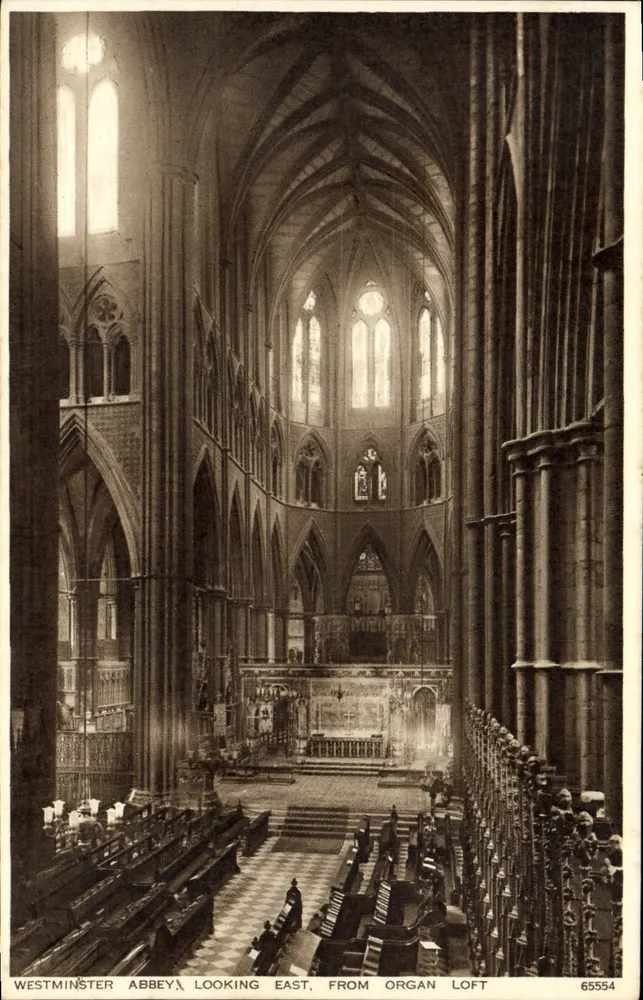 Westminster Abbey — Ansicht vom Orgelbalcon — Verlag Phototram Wells, Nr. 65554 - Vorderseite