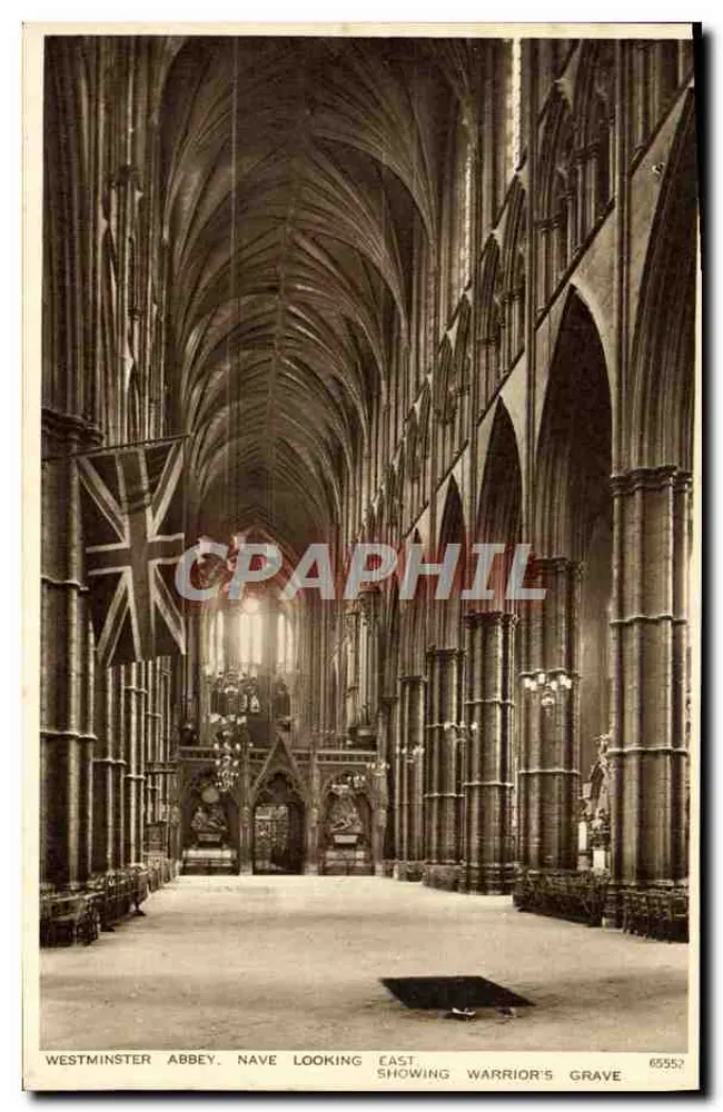 Westminster Abbey, Nave looking East showing Warrior's Grave — Photochrom Wells, n° 65552 - Vorderseite
