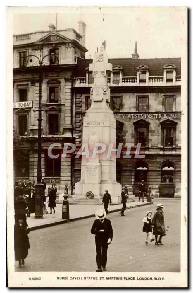Statue der Krankenpflegerin Cavell — St Martin's Place, London, W.C.2 — Kingsway Real Photo Series - Vorderseite
