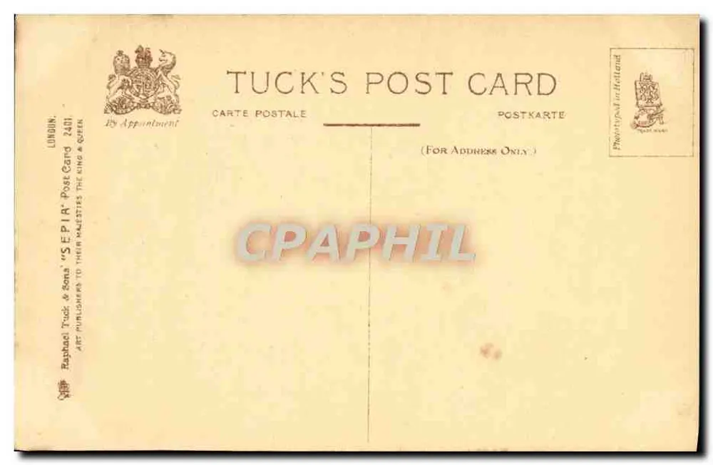 Londres: Rotten Row e Hyde Park Corner — Tuck's Post Card n°2401 - Verso