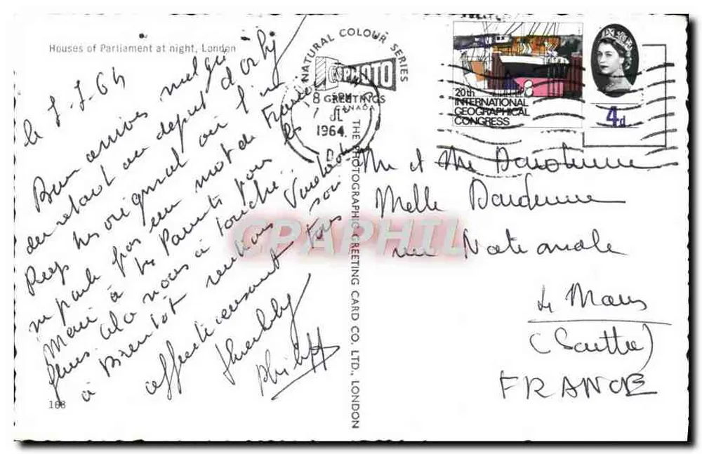 Häuser des Parlaments, London — nächtliche Ansicht mit Big Ben — The Photographic Greeting Card Co. Ltd., London, n°168 - Rückseite