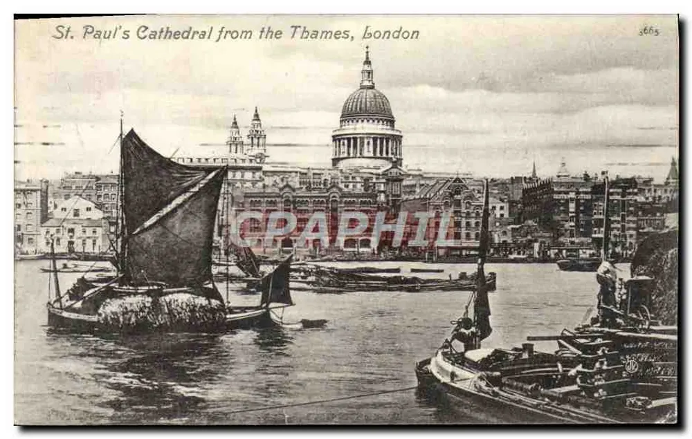 St. Paul's Cathedral vom Thames, London — Valentine's Series n°3665 - Vorderseite