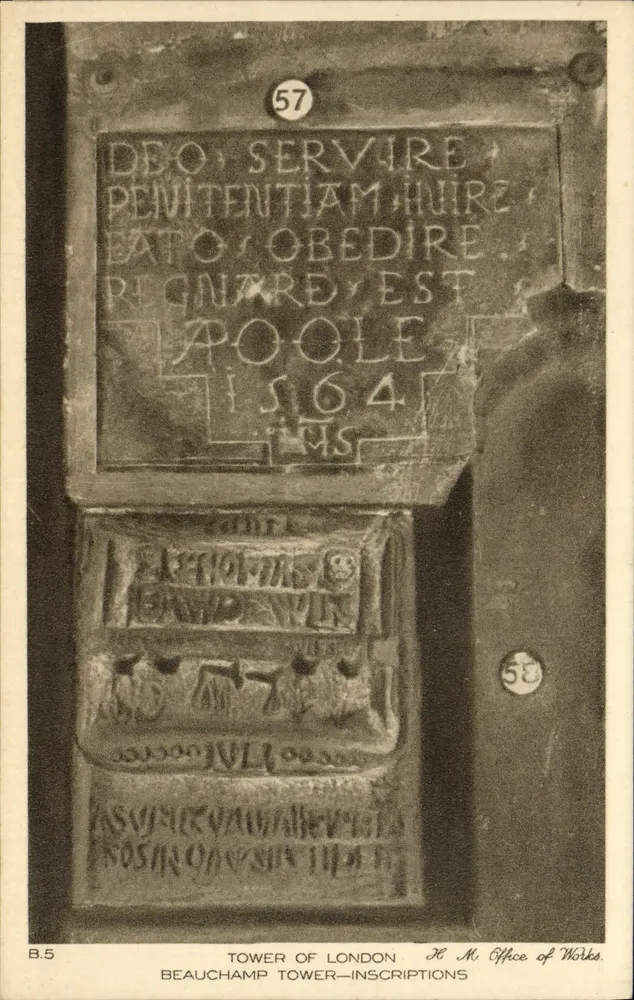 Beauchamp Tower — Inschriften — H.M. Office of Works - Vorderseite