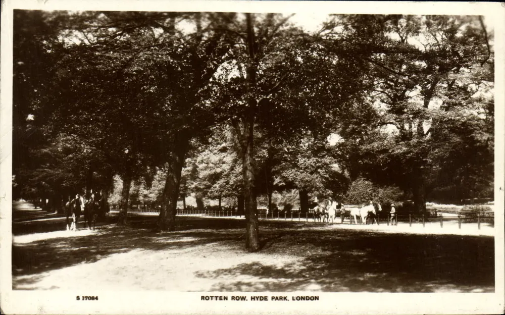 Rotten Row, Hyde Park, Londres — Kingsway Real Photo Series, n° S 17084 - Frente