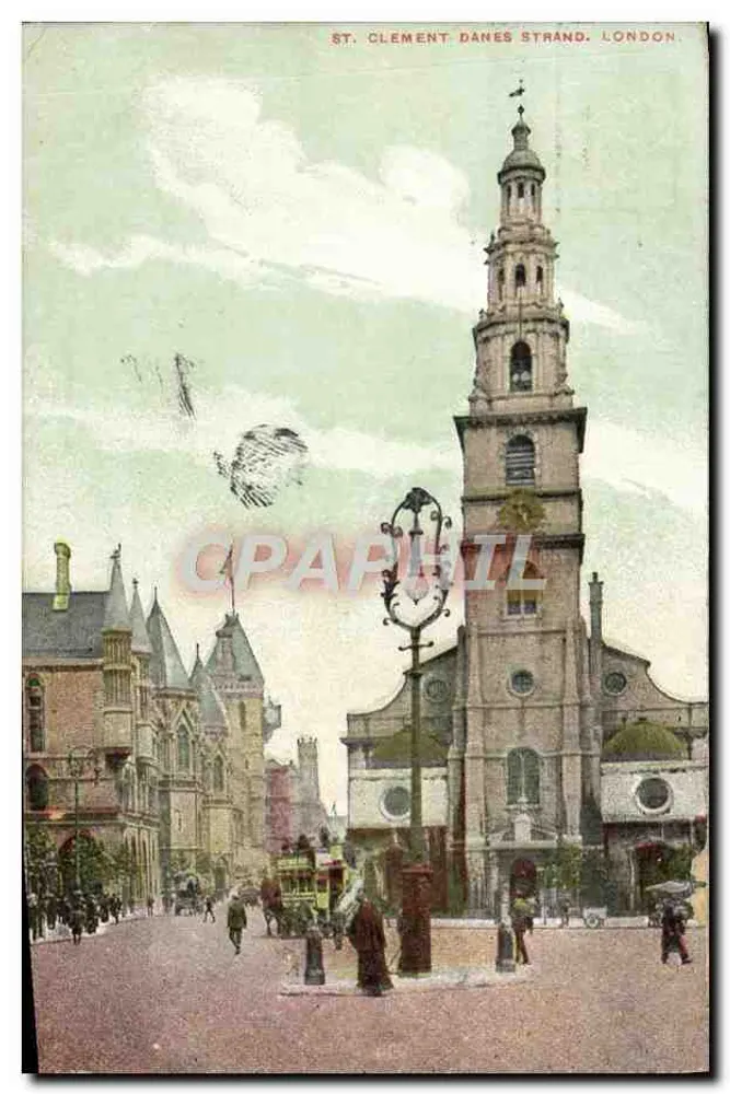 St. Clement Danes Strand, Londres — vista da igreja e da rua — editor não identificado - Frente