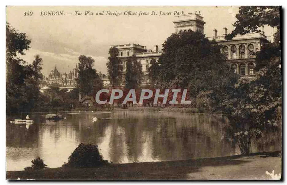 LONDON — Die Gebäude für Krieg und Auswärtige Angelegenheiten von St. James Park aus gesehen — LL, Nr. 150 - Vorderseite