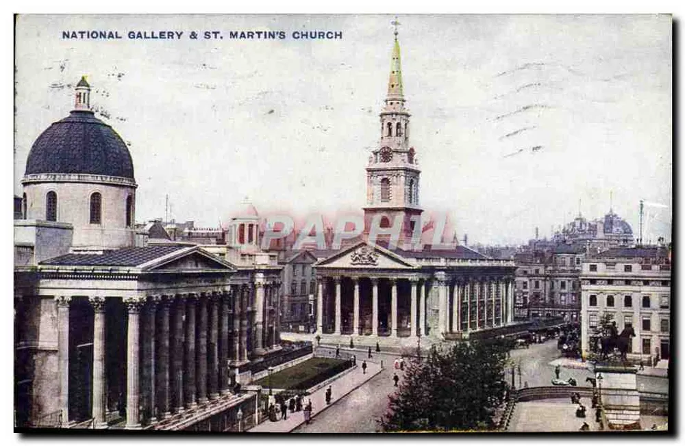 National Gallery & St. Martin's Church — Kensington, London — Veröffentlicht von The Photochrom Co. Ltd - Vorderseite