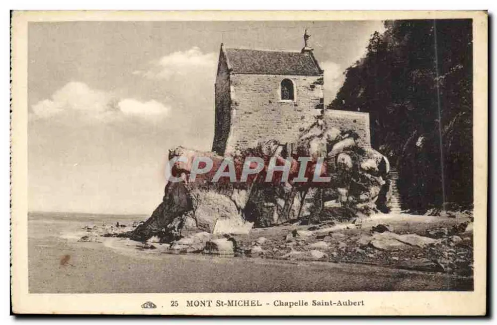 Mont-Saint-Michel — Chapelle Saint-Aubert sur rocher — Imprimerie des Arts Graphiques de Strasbourg - Frente