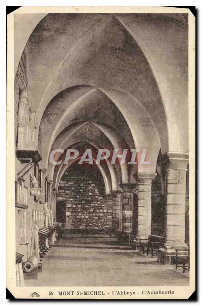 Mont-Saint-Michel — L'Abbaye - L'Aumônerie — éditeur : Imprimerie des Arts Photographiques, Strasbourg, n° 59 - Vorderseite