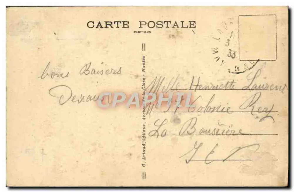 Margens da Mayenne e Basílica de Avesnières — LAVAL — 27. — Editor G. Artaud, Nantes - Verso