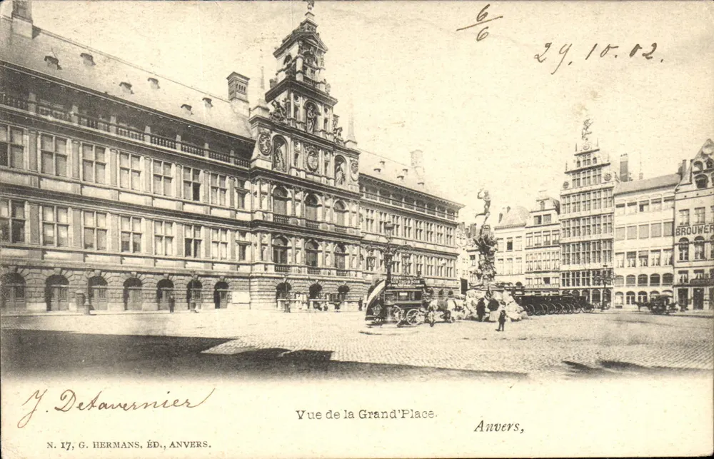 Anvers — Vista da Grand'Place — G. Hermans, Ed., Anvers, N. 17 - Frente
