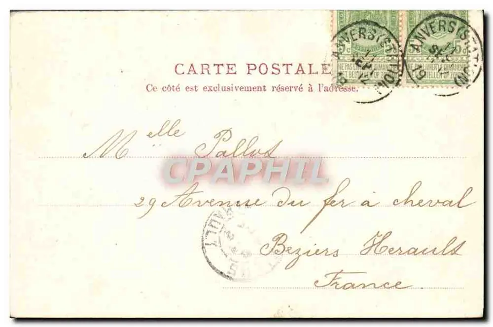 Anvers — O Palácio do Rei — J. Debavernier, E.V. à R. No. 29 - Verso