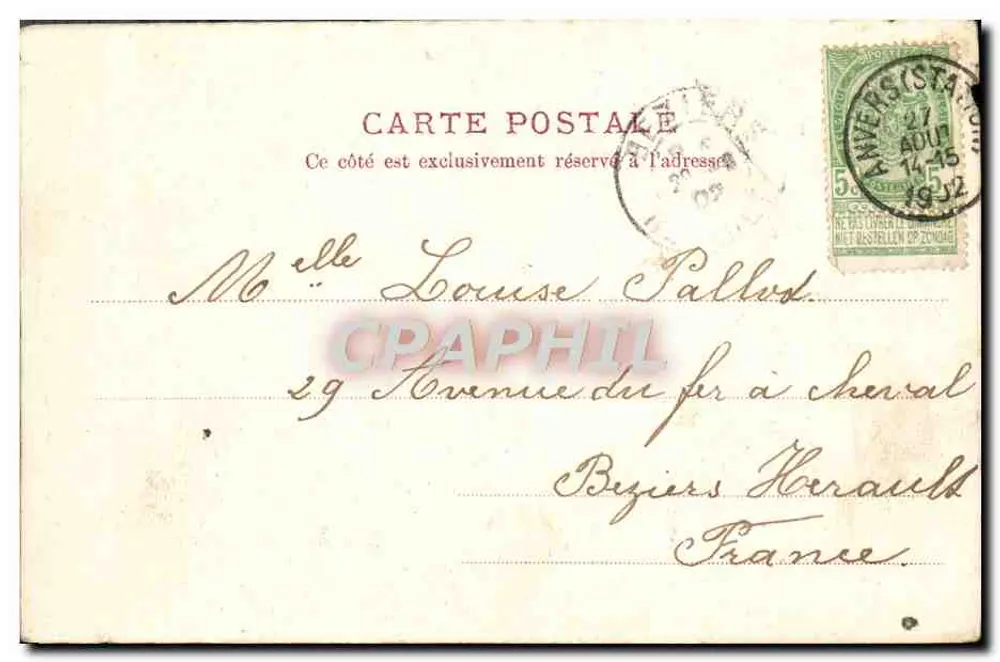 Antwerpen — Die Nationale Bank und die Avenue des Arts — E.V.àB. Nr. 6 - Rückseite