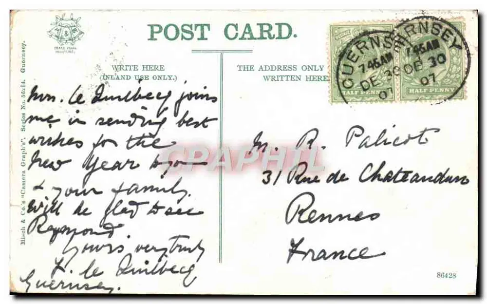 Guernsey, Saints Bay, Dog and Lion Rocks — Michæl & Co. 'Camera Graph' n°5514 - Rückseite