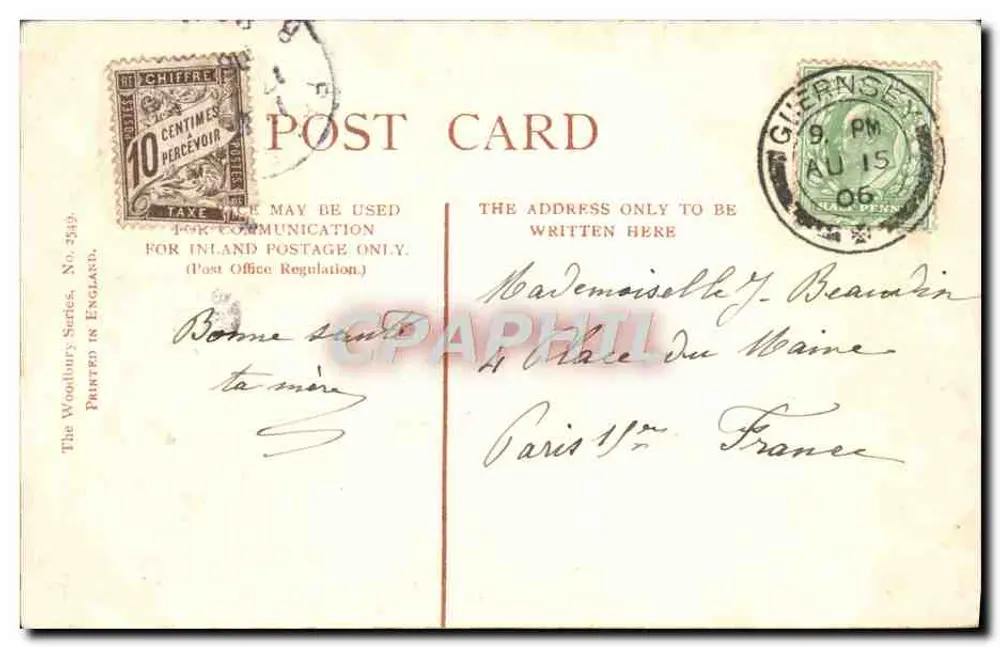 St James' Kirche, St Peter Port, Guernsey — Die Woodbury-Serie, Nr. 2549 - Rückseite