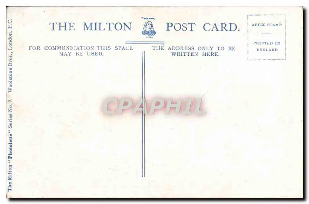Glasgow - Stadthäuser und George Square — Die Milton Postkarte, Woolstone Bros. Nr. 7 - Rückseite