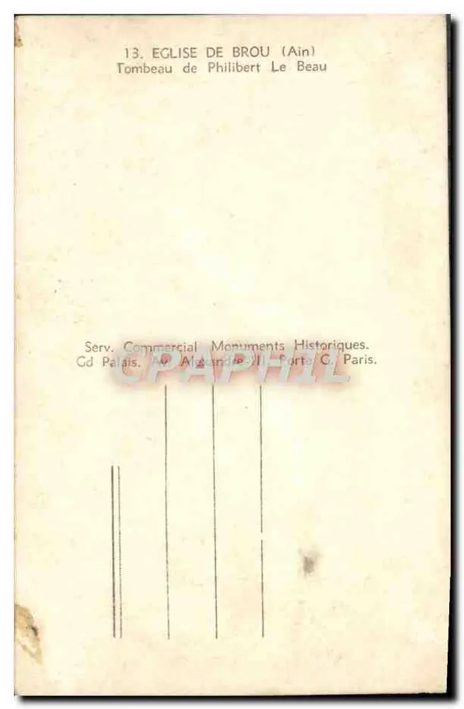 Grabmal von Philibert Le Beau — Kirche von Brou (Ain) — Serv. Commercial Monuments Historiques, Paris - Rückseite
