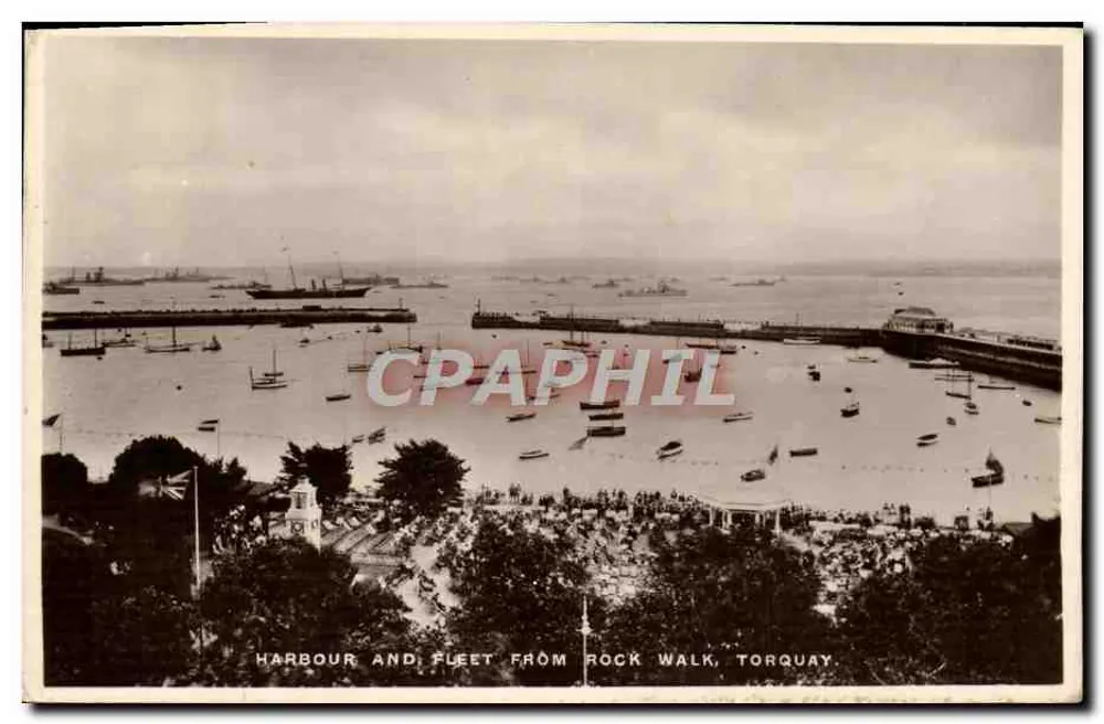 Porto e flotta da Rock Walk, Torquay — Tuck's Postcard - Recto