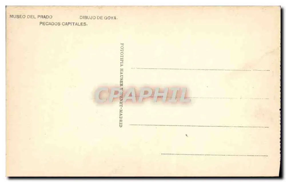 Kapitalvergehen — Zeichnung von Goya — Phototypie Hauser y Renet, Madrid - Rückseite